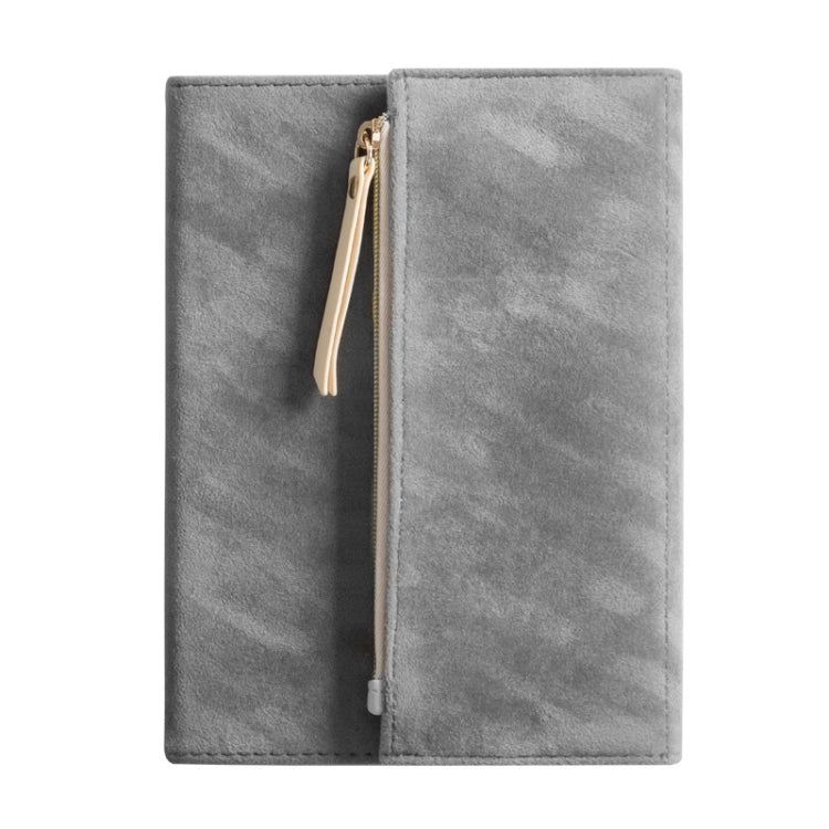 B6 Portable Suede Cover Tri-folding Notebook Diary Book with Storage Bag