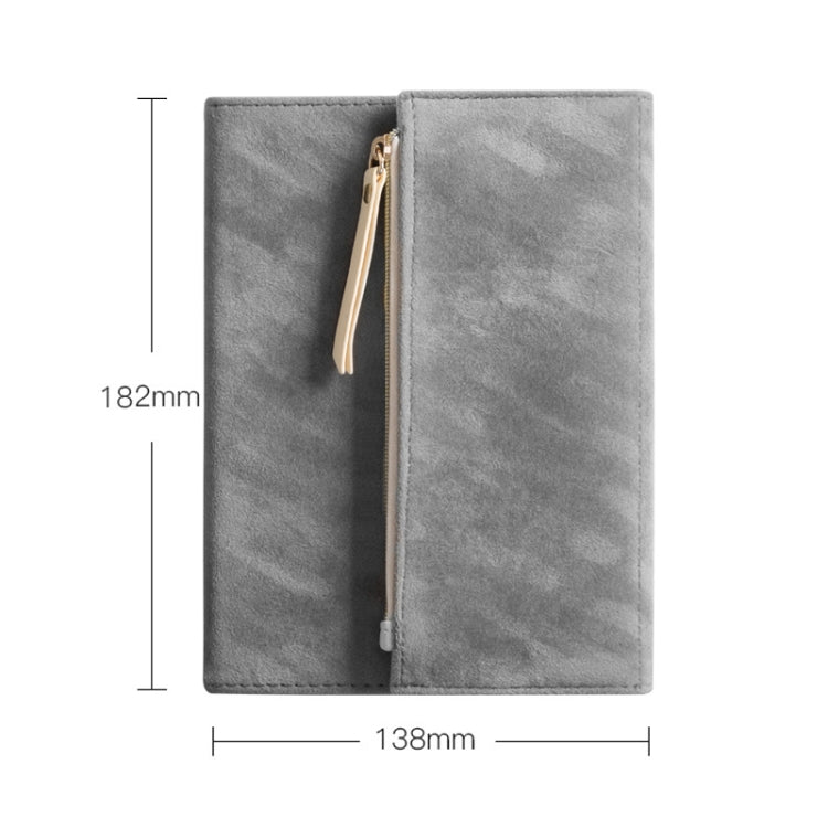 B6 Portable Suede Cover Tri-folding Notebook Diary Book with Storage Bag