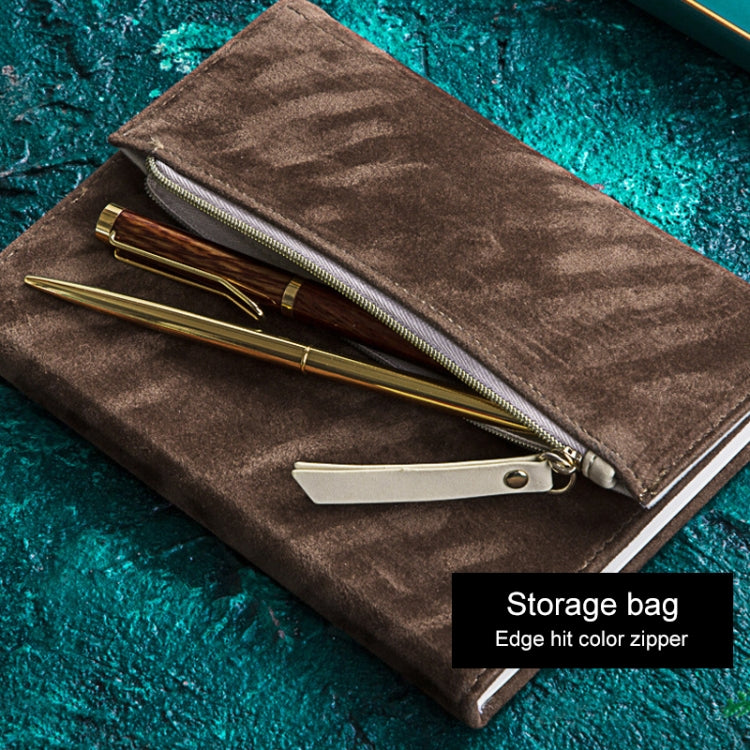 B6 Portable Suede Cover Tri-folding Notebook Diary Book with Storage Bag