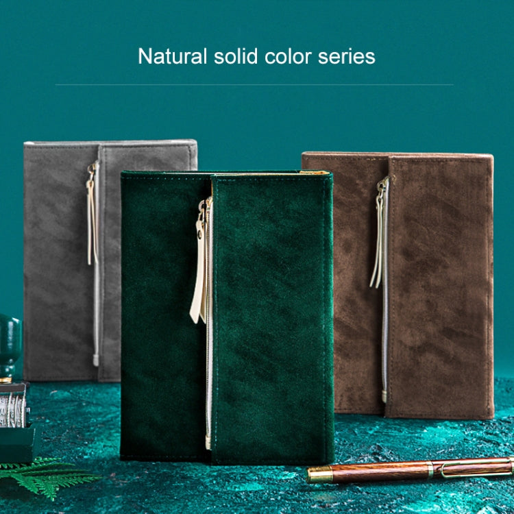 B6 Portable Suede Cover Tri-folding Notebook Diary Book with Storage Bag