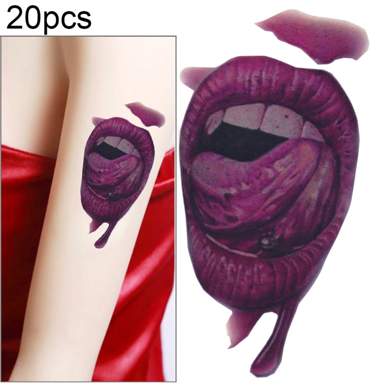 S-291 Halloween Terror Realistic Wound Blood Mouth Temporary Tattoo Sticker