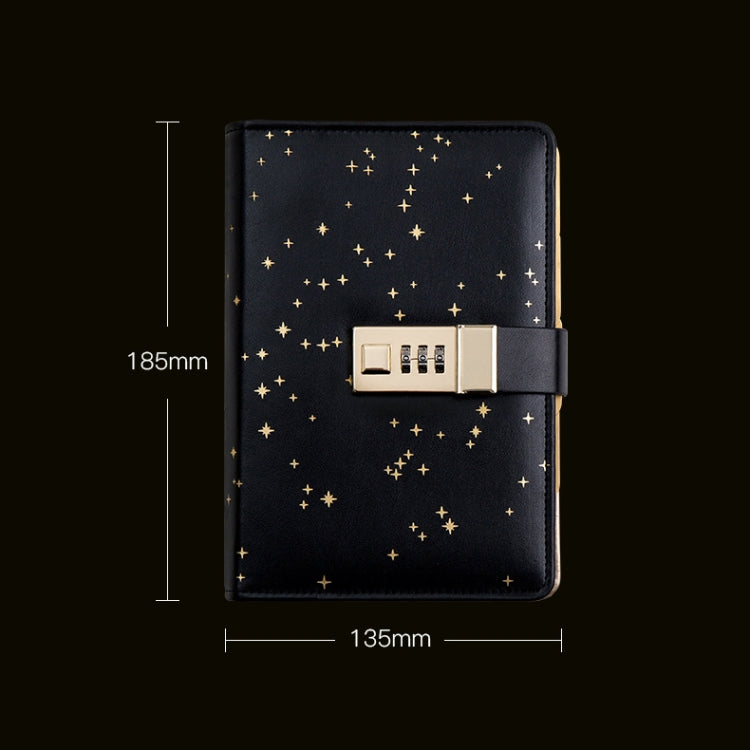 A6 Loose-leaf Notebook with Password Lock Student Diary Book Creative Starry Sky Gift