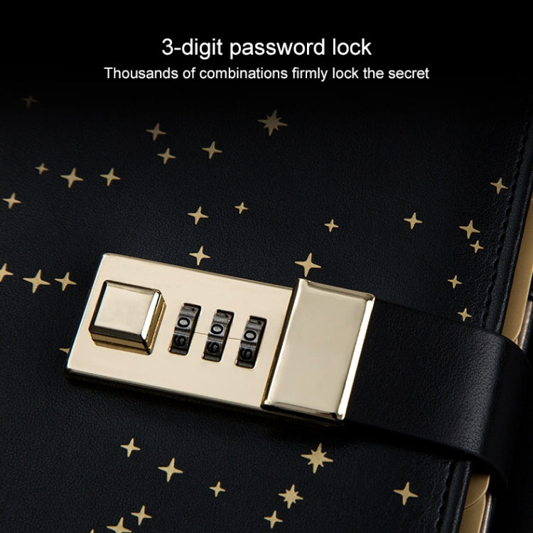 A6 Loose-leaf Notebook with Password Lock Student Diary Book Creative Starry Sky Gift
