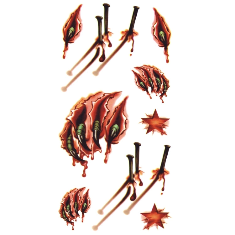 S-024 50 PCS Halloween Terror Realistic Wound Blood Injury Scar Temporary Tattoo Sticker