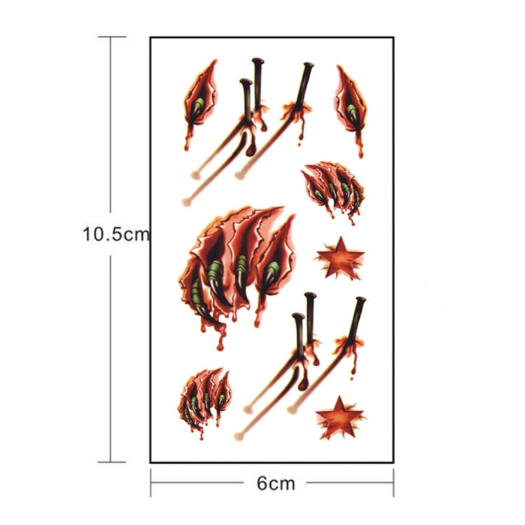 S-024 50 PCS Halloween Terror Realistic Wound Blood Injury Scar Temporary Tattoo Sticker