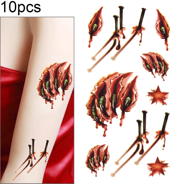 S-024 50 PCS Halloween Terror Realistic Wound Blood Injury Scar Temporary Tattoo Sticker