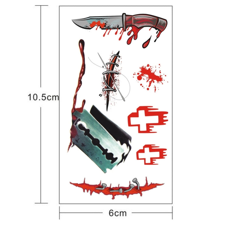100 PCS S-299 Halloween Terror Wound Realistic Blood Injury Scar Temporary Tattoo Sticker