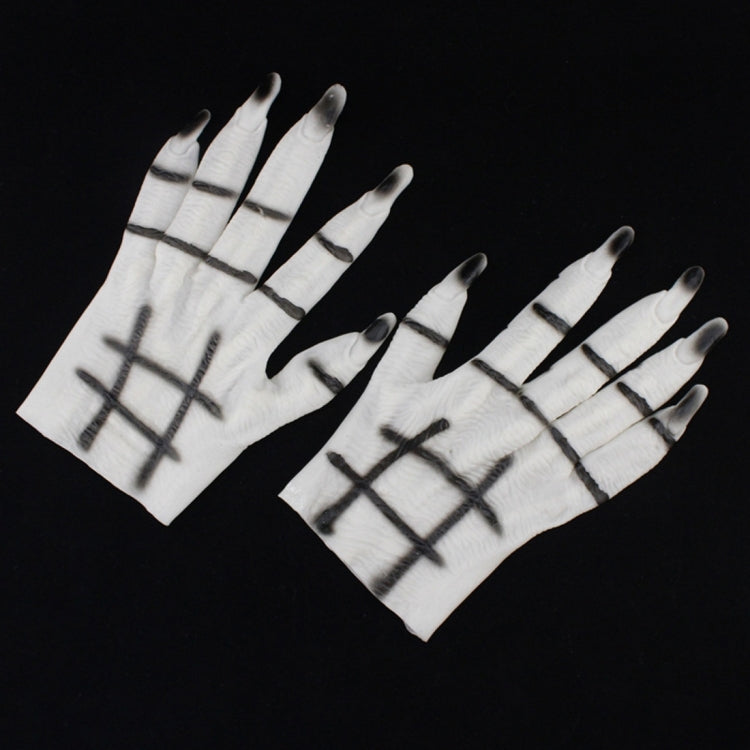 Halloween Cosplay Latex White Horrific Ghost Gloves