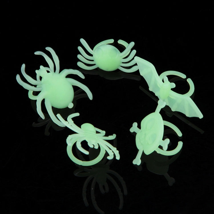 14 PCS Halloween Luminous Bat Spider Insects Ring Decor Props, Random Style Delivery