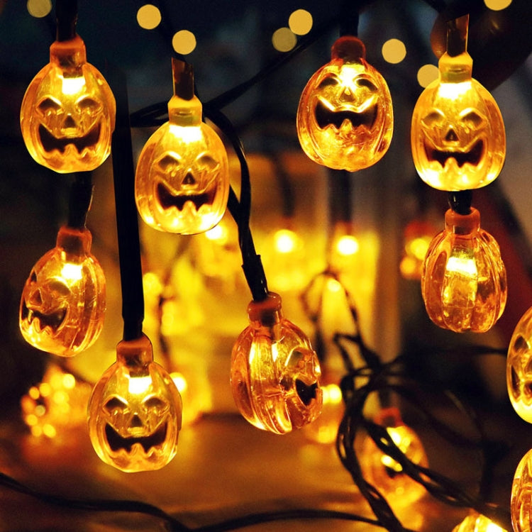 7.5M 30 LED Solar Energy Pumpkin String Lights Halloween Party Orange Color Monster Pumpkin Lamps Decoration String Lights