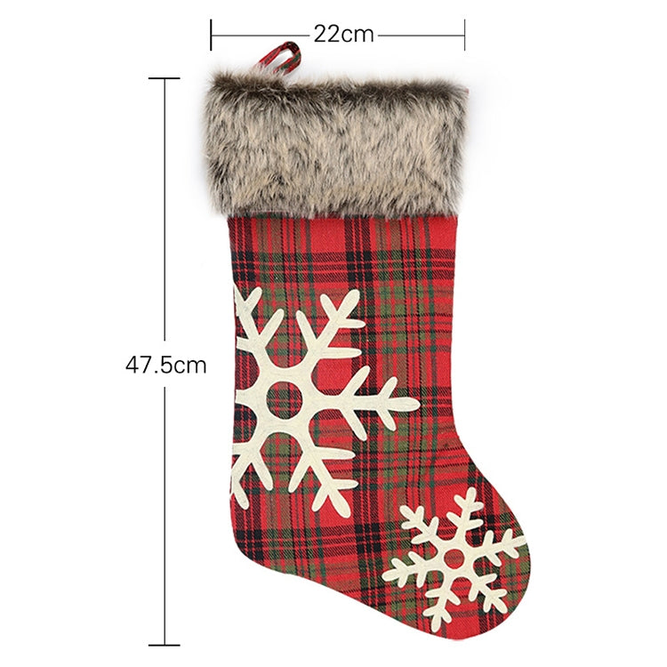 2 PCS Plaid Texture Snowflake Gift Bag Christmas Tree Pendant Christmas decoration