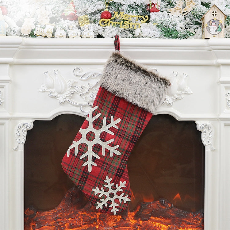 2 PCS Plaid Texture Snowflake Gift Bag Christmas Tree Pendant Christmas decoration