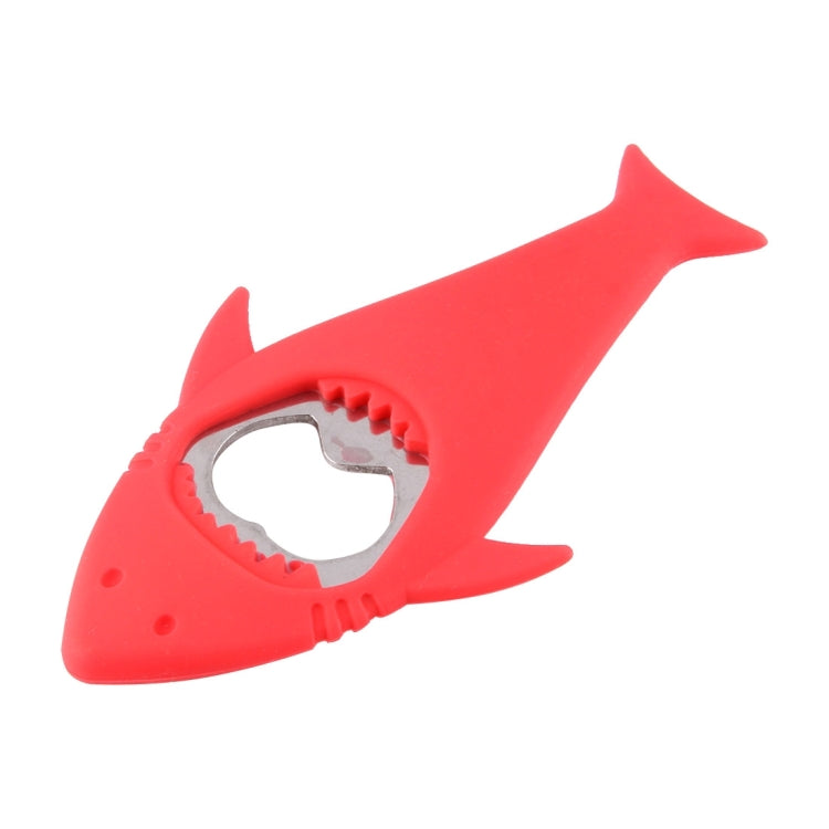 Portable Shark Shape Silicone Beer Bottle Opener Magnetic Metal Storage Can Opener