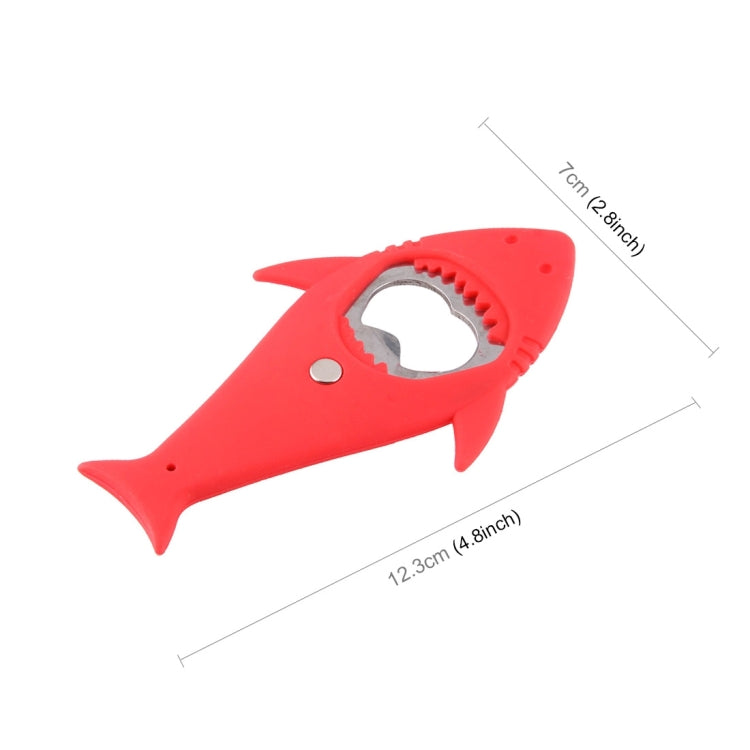 Portable Shark Shape Silicone Beer Bottle Opener Magnetic Metal Storage Can Opener