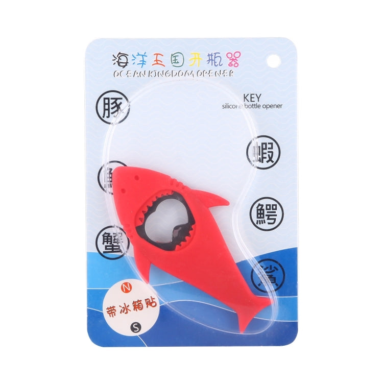 Portable Shark Shape Silicone Beer Bottle Opener Magnetic Metal Storage Can Opener