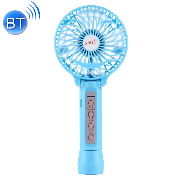 Battery Operated Foldable Handheld Mini Fan with 3 Speed Control, Support Bluetooth & TF Card Music Play(Blue)