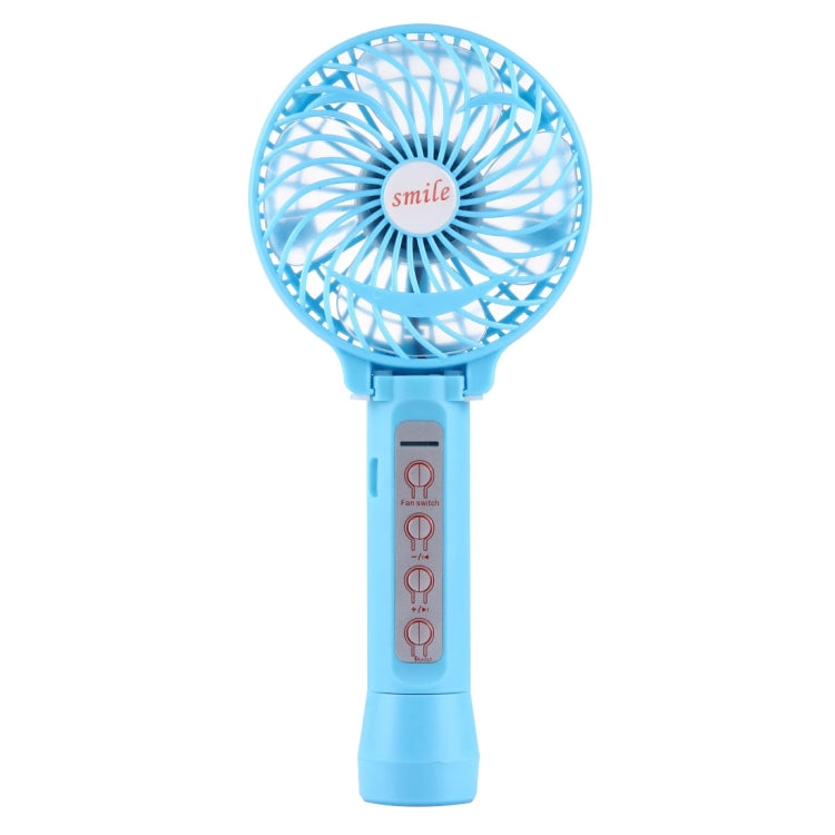 Battery Operated Foldable Handheld Mini Fan with 3 Speed Control, Support Bluetooth & TF Card Music Play(Blue)