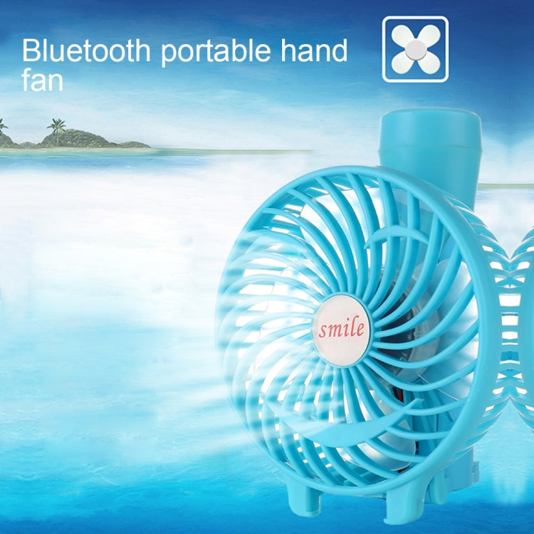 Battery Operated Foldable Handheld Mini Fan with 3 Speed Control, Support Bluetooth & TF Card Music Play(Blue)