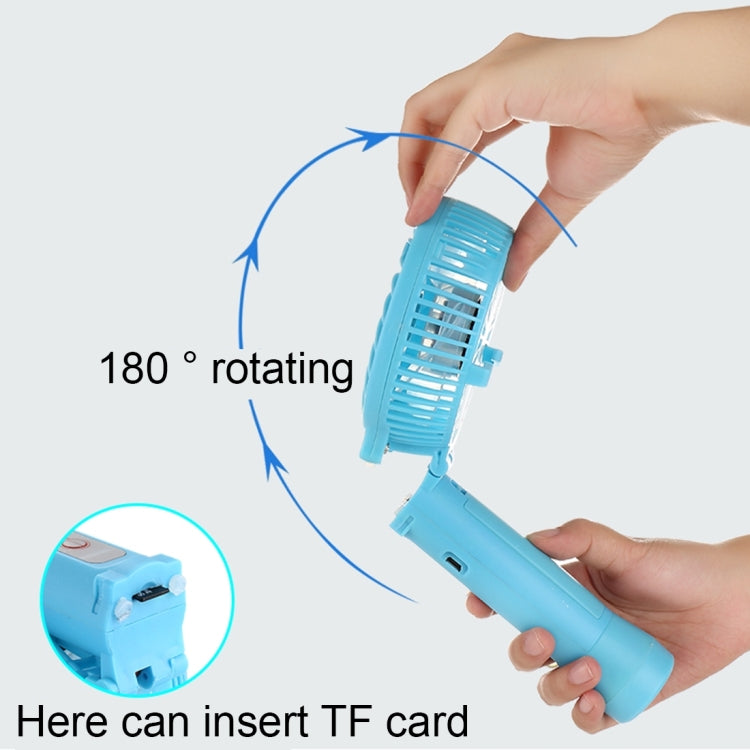 Battery Operated Foldable Handheld Mini Fan with 3 Speed Control, Support Bluetooth & TF Card Music Play(Blue)