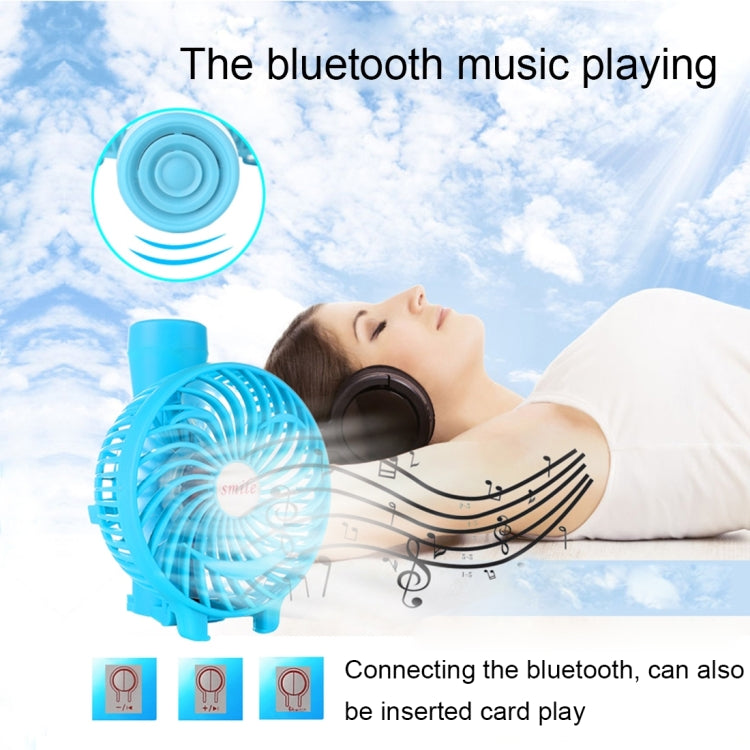 Battery Operated Foldable Handheld Mini Fan with 3 Speed Control, Support Bluetooth & TF Card Music Play(Blue)