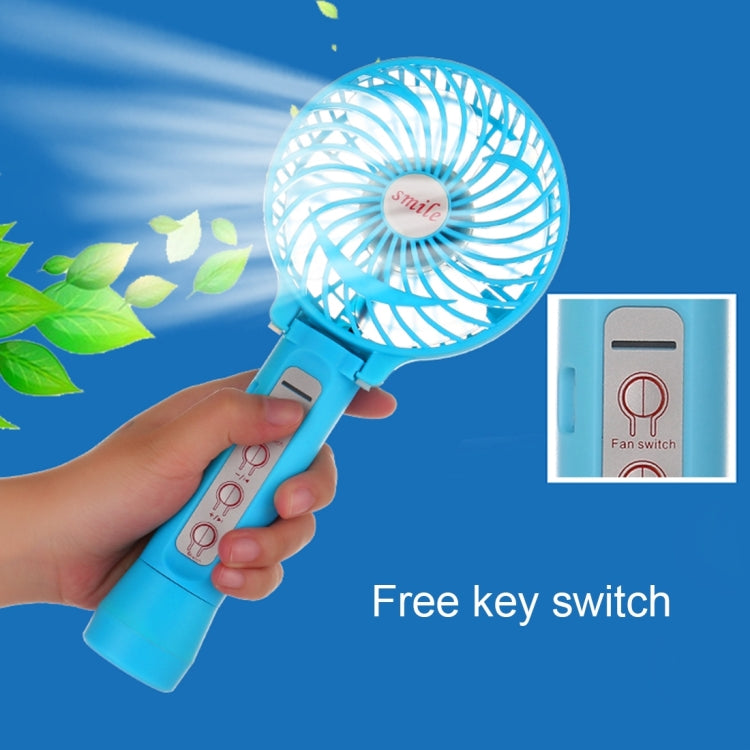 Battery Operated Foldable Handheld Mini Fan with 3 Speed Control, Support Bluetooth & TF Card Music Play(Blue)