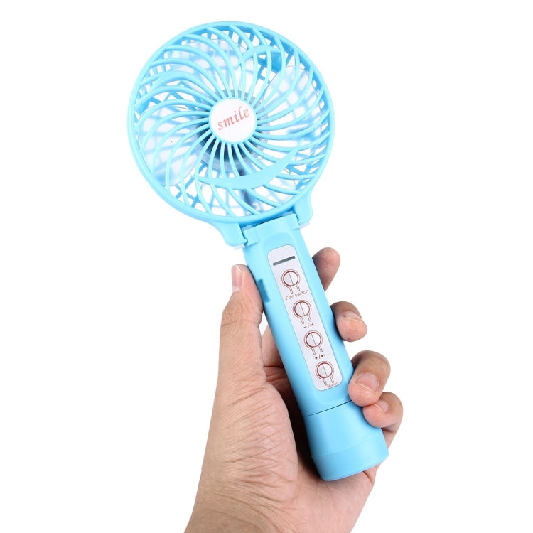 Battery Operated Foldable Handheld Mini Fan with 3 Speed Control, Support Bluetooth & TF Card Music Play(Blue)