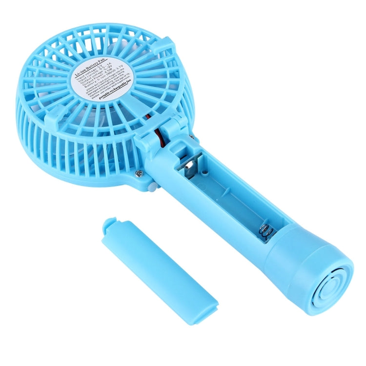 Battery Operated Foldable Handheld Mini Fan with 3 Speed Control, Support Bluetooth & TF Card Music Play(Blue)