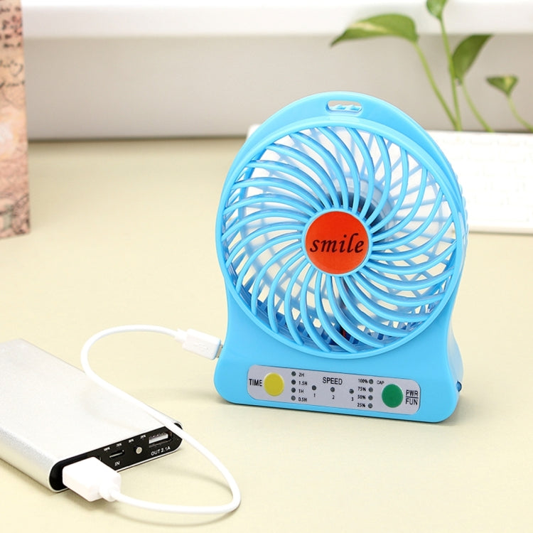 Rechargeable Mini Dual Batteries Fan with 3 Speed Control & Timing Display & Electric Quantity Display & LED Light(Green)
