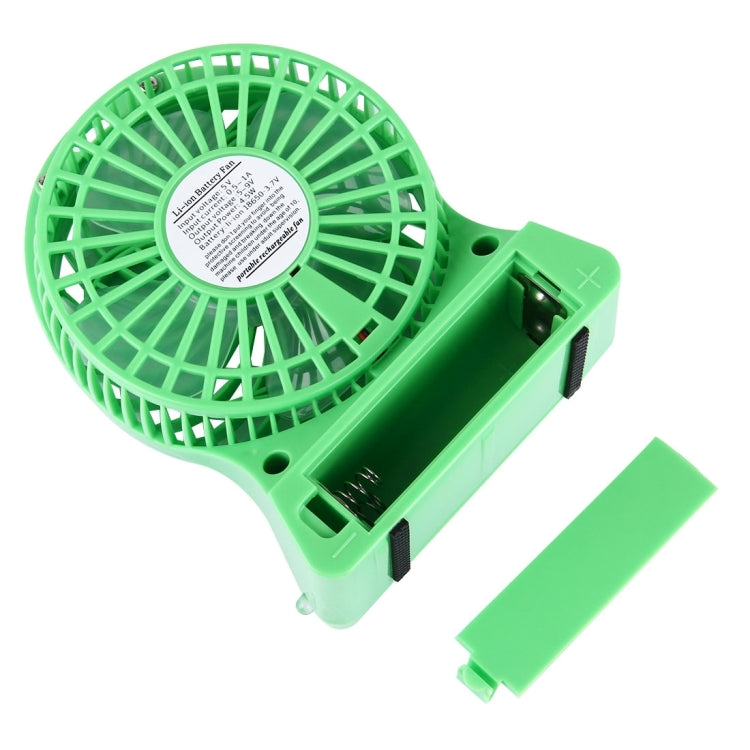 Rechargeable Mini Dual Batteries Fan with 3 Speed Control & Timing Display & Electric Quantity Display & LED Light(Green)