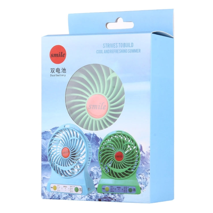 Rechargeable Mini Dual Batteries Fan with 3 Speed Control & Timing Display & Electric Quantity Display & LED Light(Green)