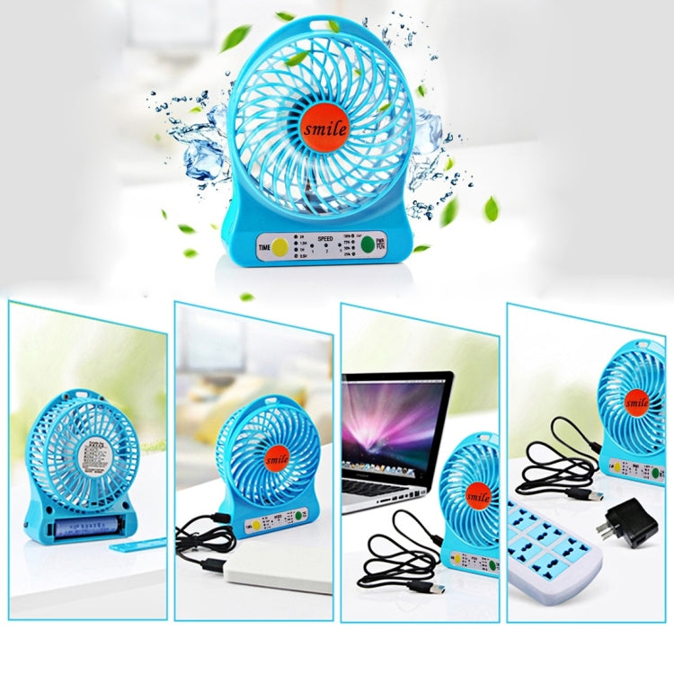 Rechargeable Mini Dual Batteries Fan with 3 Speed Control & Timing Display & Electric Quantity Display & LED Light(Green)