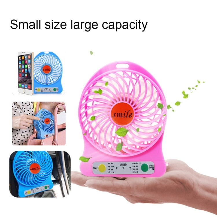 Rechargeable Mini Dual Batteries Fan with 3 Speed Control & Timing Display & Electric Quantity Display & LED Light(Green)