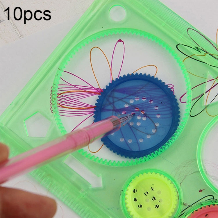 10 PCS Creative Million Flower Ruler Geometric Learning Rules Drawing Tools Fixed Student Painting Set Creative,Random Color Delivery