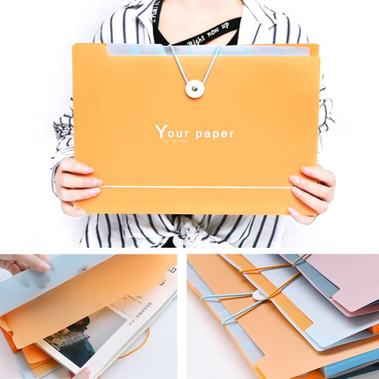 School Stationery Office Supplies Simple Contracted Multilayer Buckles Folder Paper Storage Document Folder 8 pages,Random Color Delivery