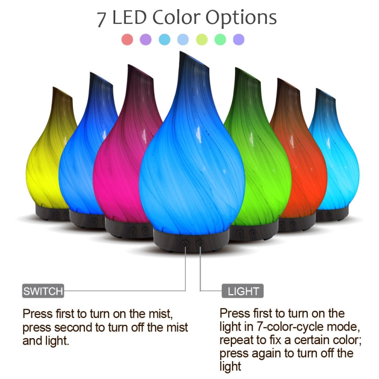 Creative Wood Grain Aromatherapy Machine Mini Glass Inclined Mouth Humidifier Automatic Alcohol Sprayer with Seven Color Lamp, Capacity: 100mL, U