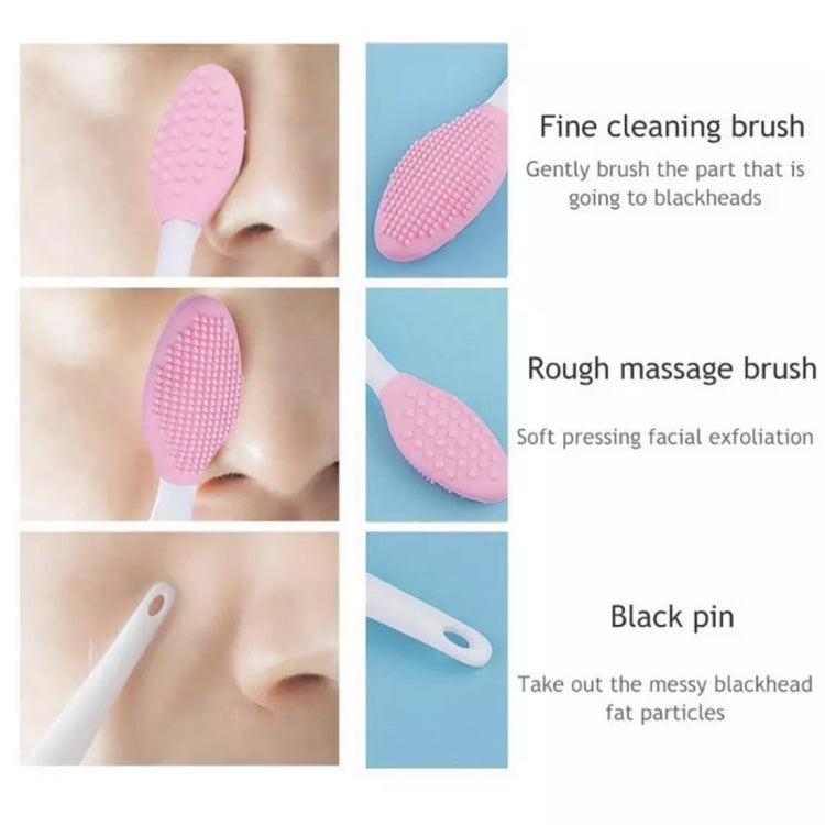 Plastic + Silicone Manual Blackhead Removal Exfoliating Facial Massage Cleaning Brush
