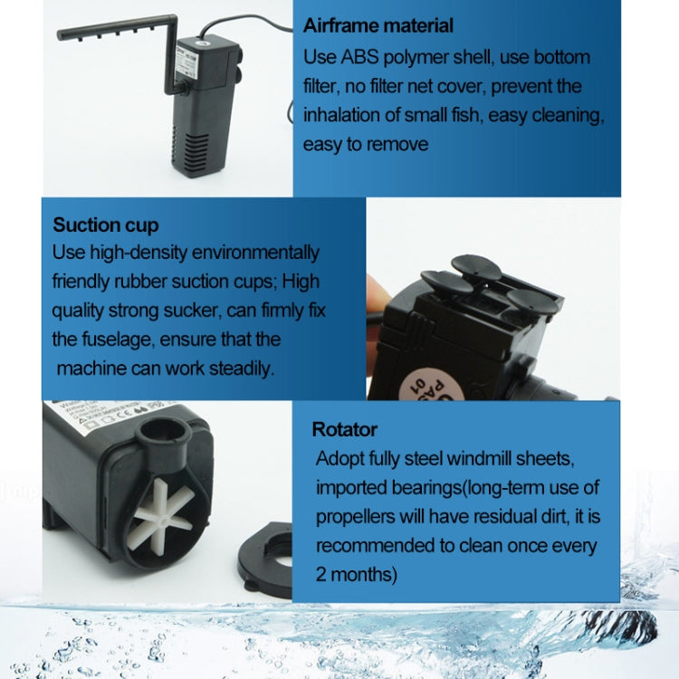 HX-188F 8W 600L/H Multi-function Submersible Aquarium Water Pump Circulation Pump Fish Tank Internal Air Filter