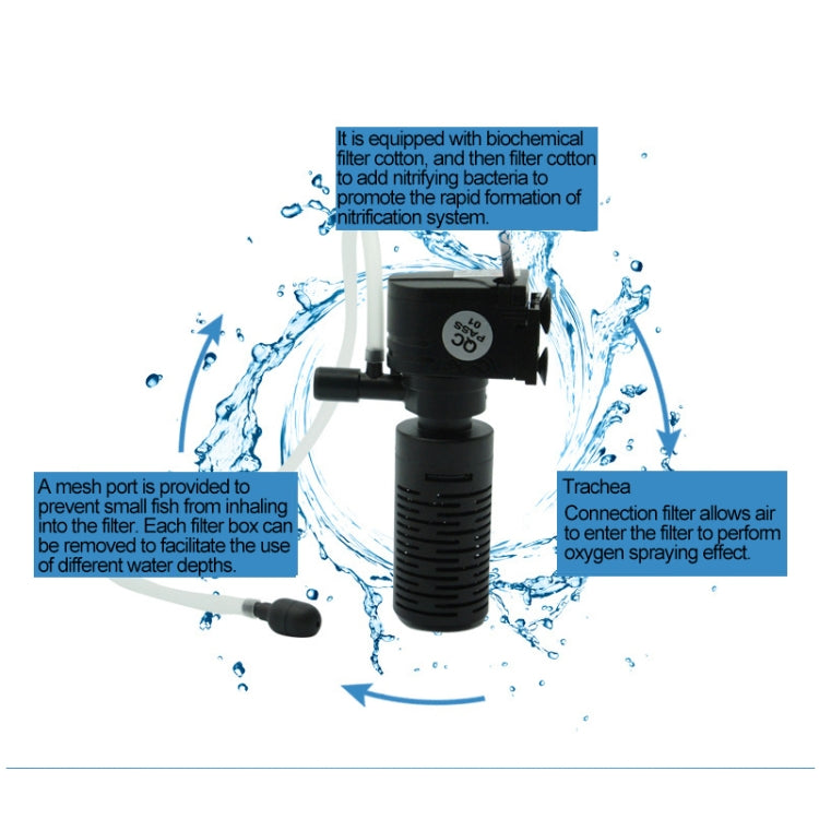 HX-200L 3W 300L/H Multi-function Mini Submersible Aquarium Water Pump Circulation Pump Fish Tank Internal Air Filter