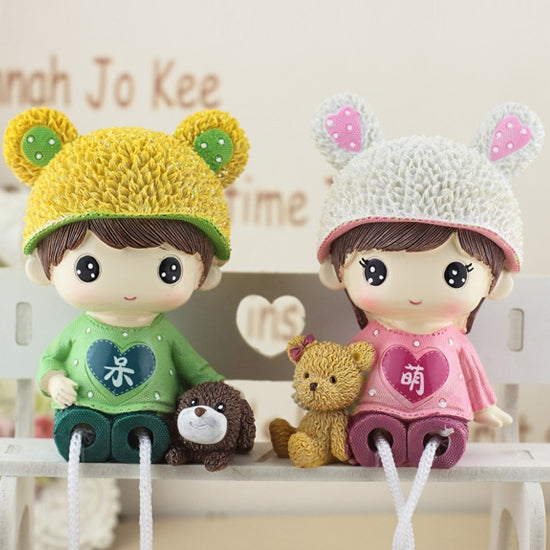 Creative Resin Crafts Hanging Feet Adorkable Couple Dolls Ornaments Home Wedding Decoration Gift