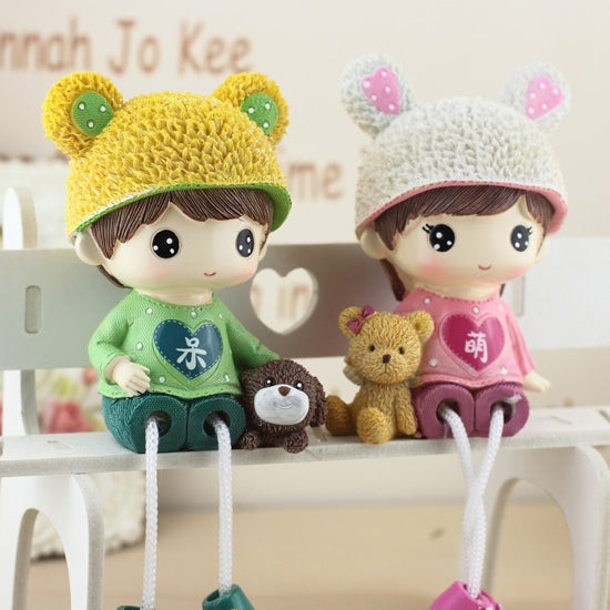 Creative Resin Crafts Hanging Feet Adorkable Couple Dolls Ornaments Home Wedding Decoration Gift