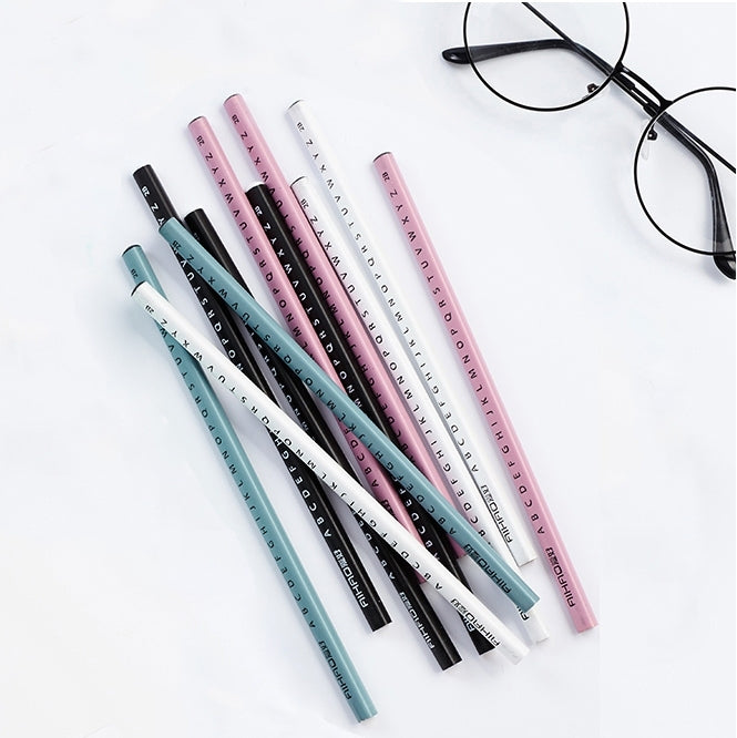Standard Pencil Black Wood Drawing Pencil 2B Pencil School Stationery Office Supplies English Alphabet Style,Random Color Delivery