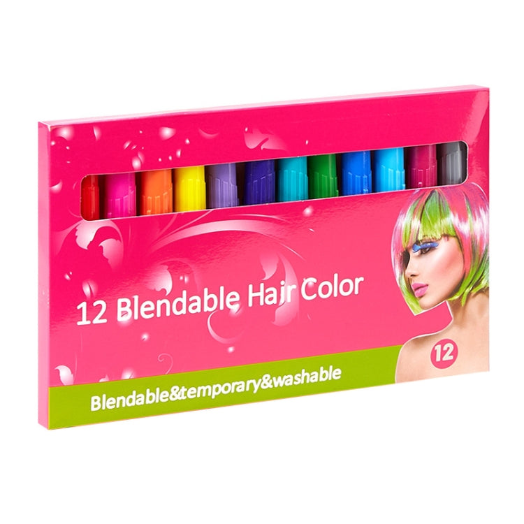 Disposable 12 Colors Hair Color Crayons Set Temporary Hair Dye Pen