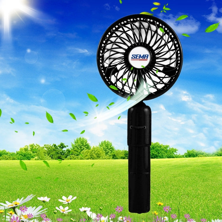 SEMA 360 Degree Rotate Handheld Rechargeable Mini Battery Fan with Charger Function & Lanyard