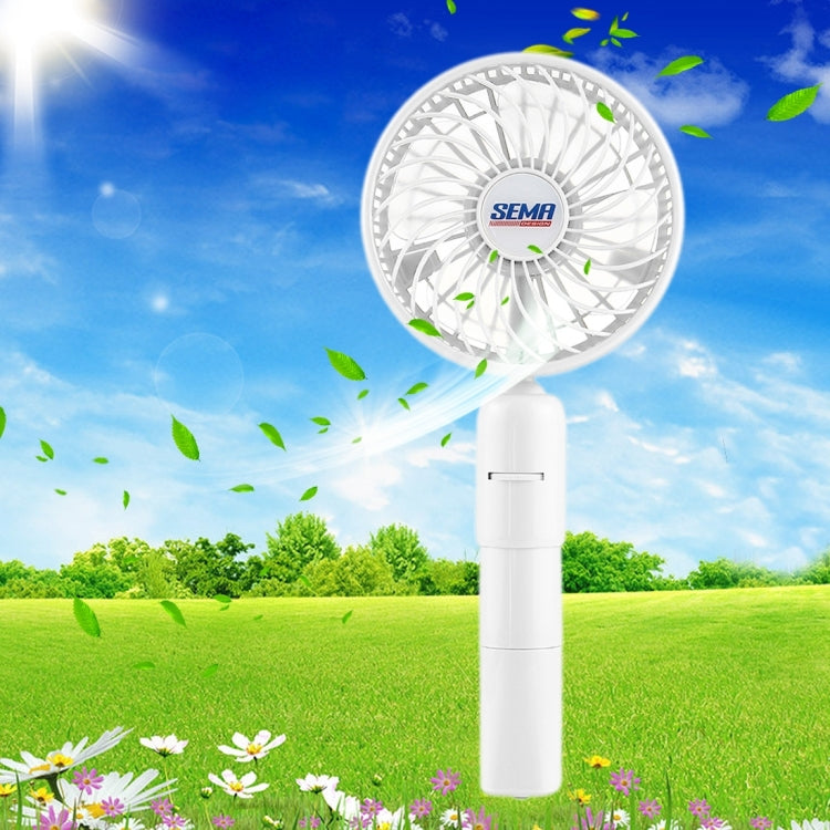 SEMA 360 Degree Rotate Handheld Rechargeable Mini Battery Fan with Charger Function & Lanyard