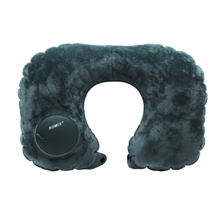 Romix Portable Inflatable Pillow Plus Velvet Press Type Automatic Inflating Travel  U-shape Neck Pillow