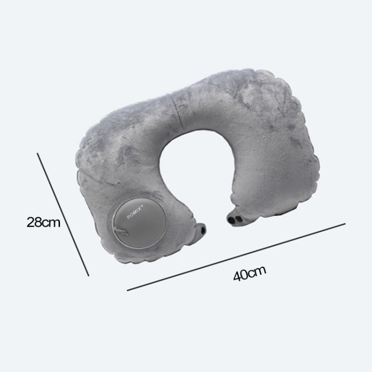 Romix Portable Inflatable Pillow Plus Velvet Press Type Automatic Inflating Travel  U-shape Neck Pillow