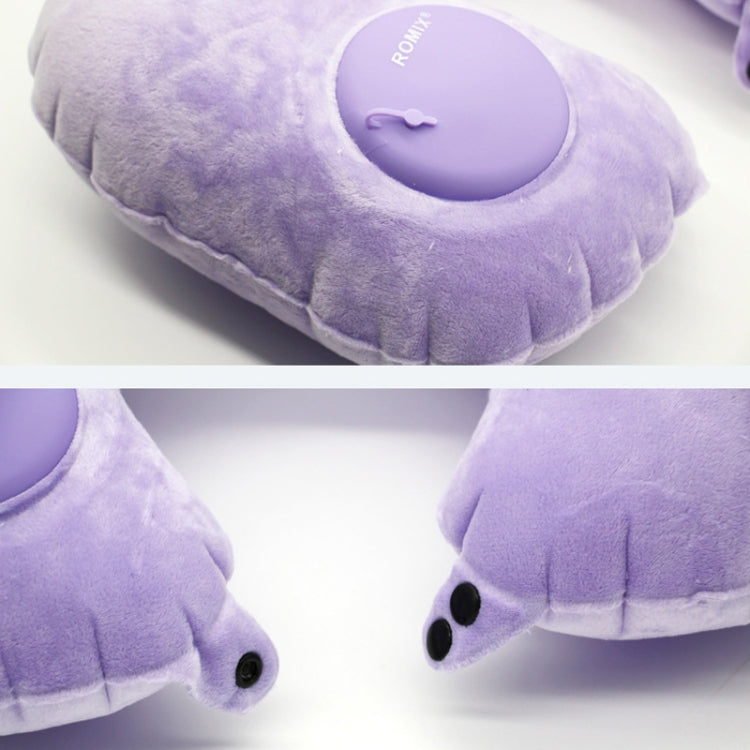 Romix Portable Inflatable Pillow Plus Velvet Press Type Automatic Inflating Travel  U-shape Neck Pillow