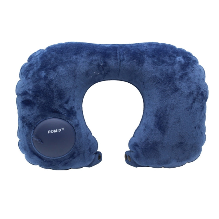 Romix Portable Inflatable Pillow Plus Velvet Press Type Automatic Inflating Travel  U-shape Neck Pillow