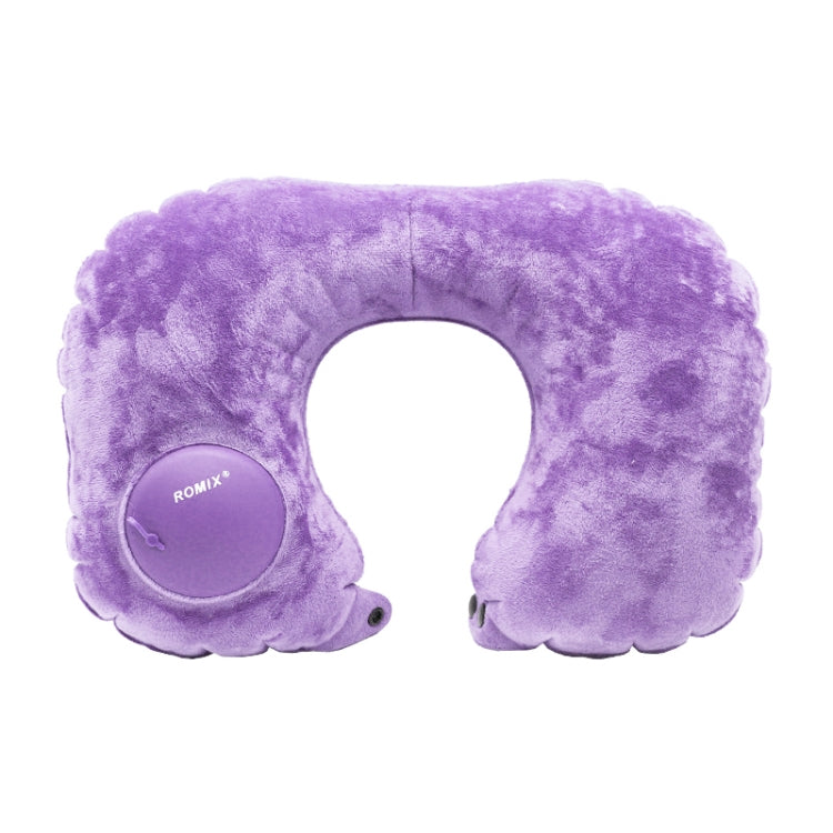 Romix Portable Inflatable Pillow Plus Velvet Press Type Automatic Inflating Travel  U-shape Neck Pillow