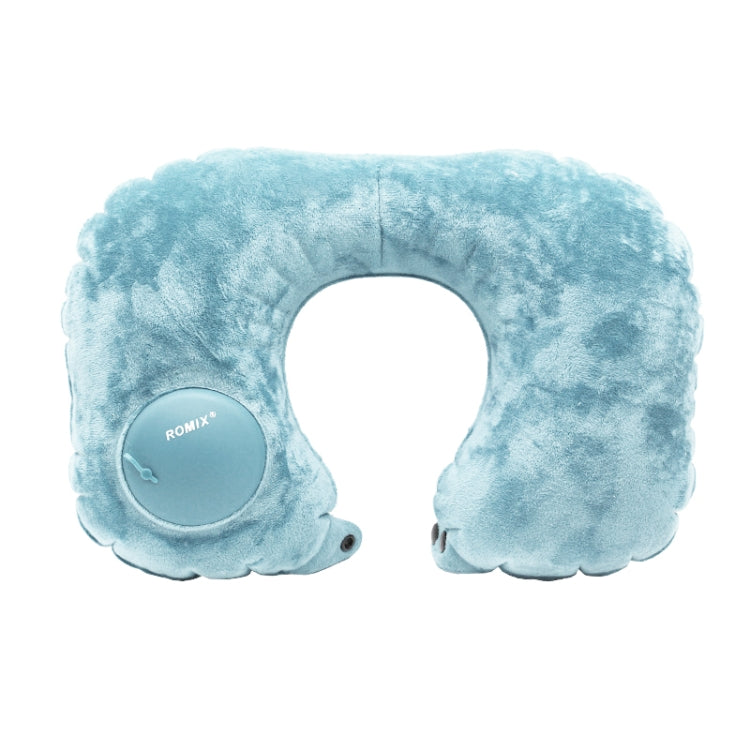 Romix Portable Inflatable Pillow Plus Velvet Press Type Automatic Inflating Travel  U-shape Neck Pillow